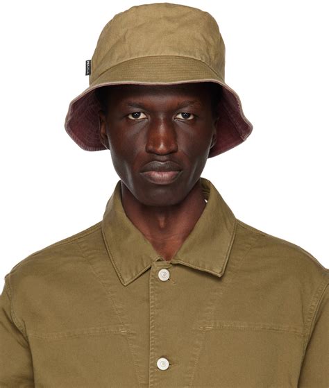 Badge Cotton Bucket Hat in Khaki 